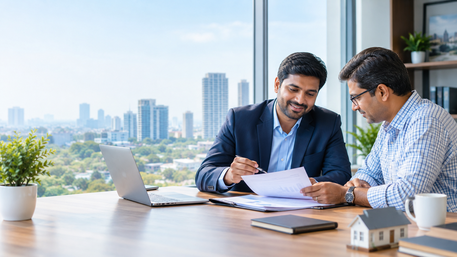 Business owners discussing financial planning